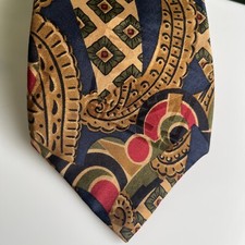 Errenno Milano Abstract Tie 100 Italian Silk Made in USA gem tones 3 7/8   58  