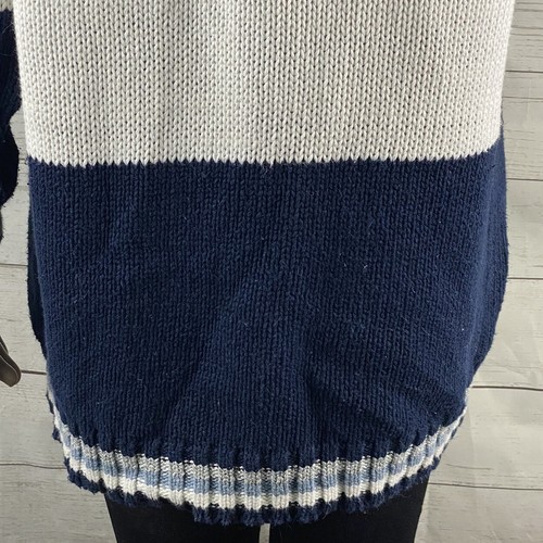 Marsh Landing Turtleneck Sweater Medium Blue White Wide Stripe Vintage 80s 90s - Picture 11 of 12