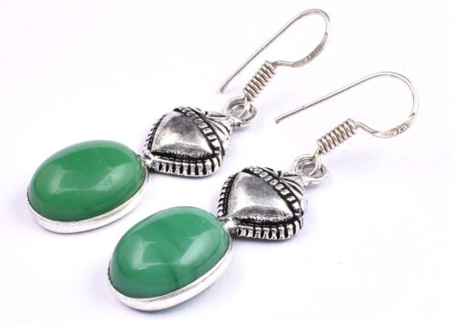 925 Sterling Silver Tourmaline Gemstone Women Handmade Dangle Drop Earrings Gift - Picture 1 of 9