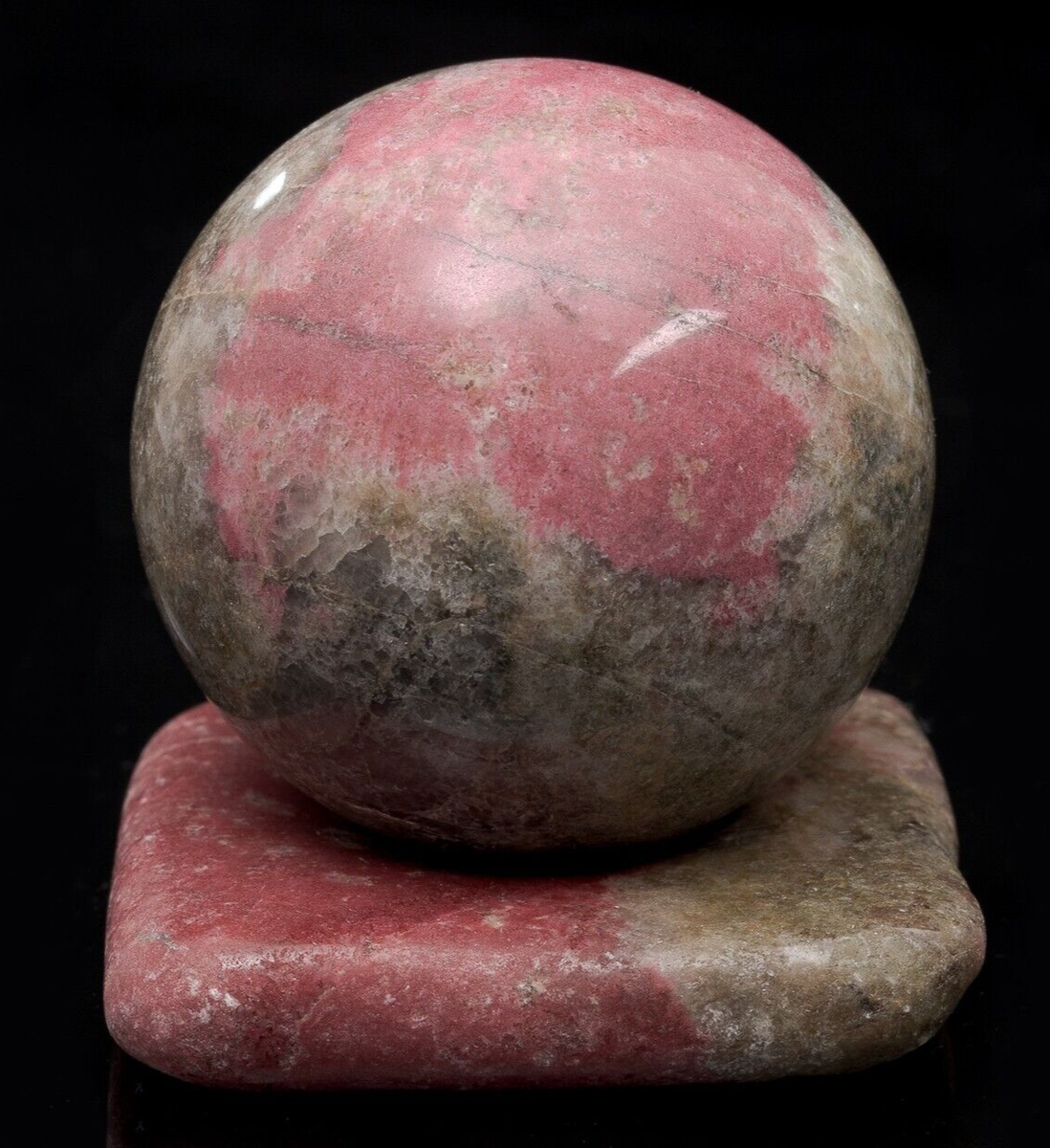 Rare pink THULITE stone polished sphere with stand 1.93 inch #348k - NORWAY Rare pink THULITE stone polished sphere with stand 1.93 inch #348k - NORWAY