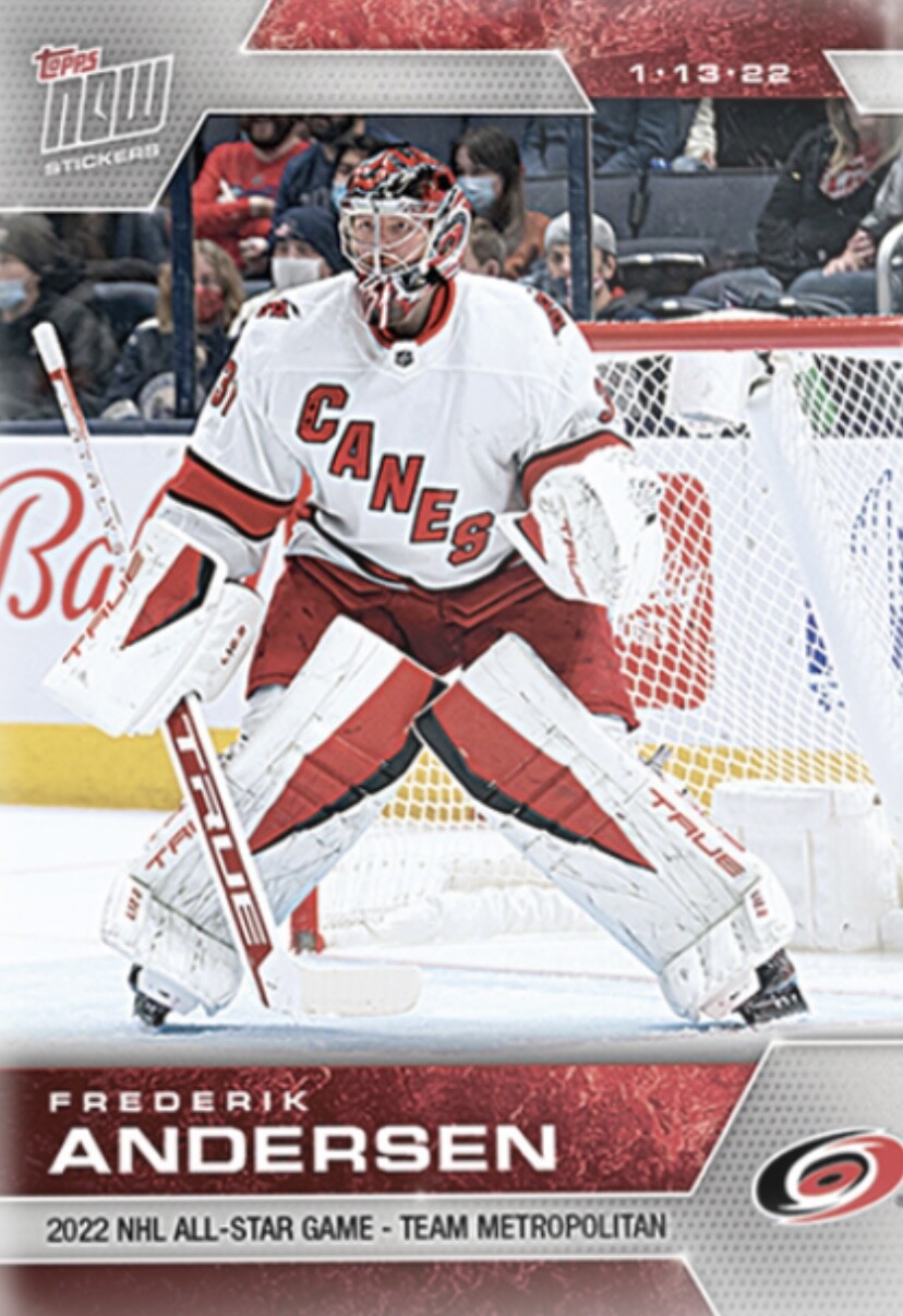 2021-22 TOPPS NOW NHL STICKER ASG TEAM METROPOLITAN FREDERIK ANDERSEN # ...