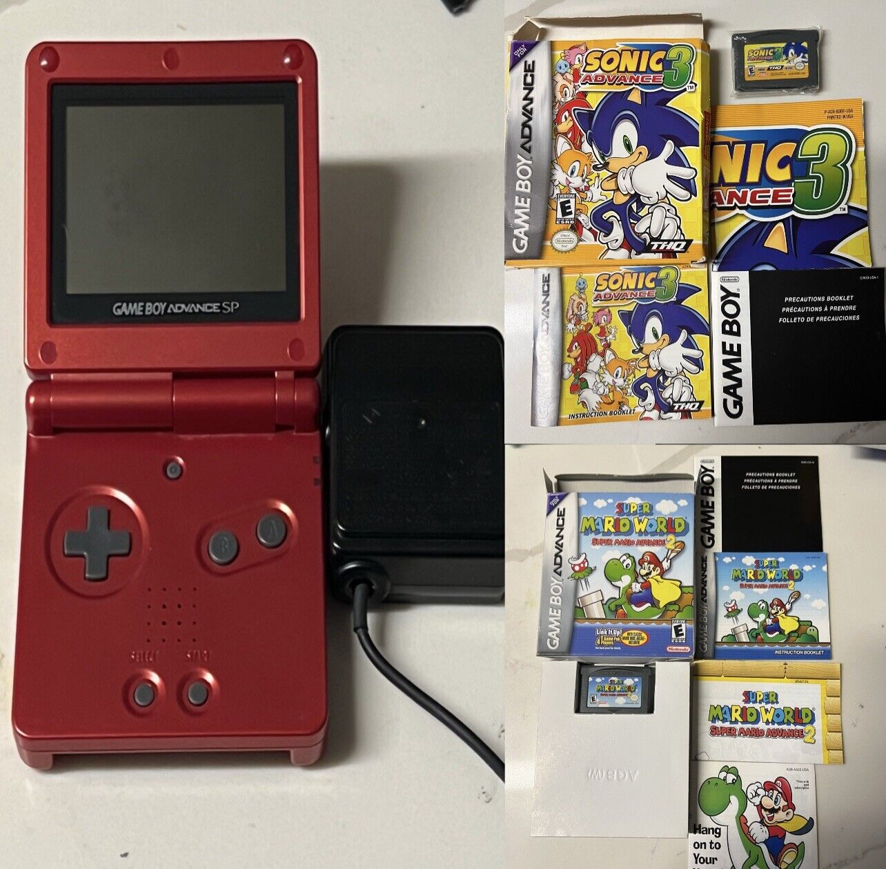 Gameboy Advance SP AGS-001 Flame Red Super Mario & Sonic 