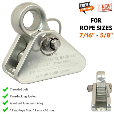 5/8'' Rope Grab/ Brake/ Flipline Adjuster for Roof Safety Harness Tree Climbing