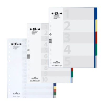 Durable Ordner Register Trennblätter bunt A4 Kunststoff 5,10,20 tlg Überbreite
