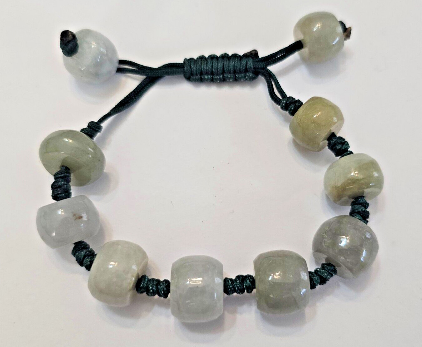 Jade Macrame Cord Beaded Adjustable Bracelet - image 1