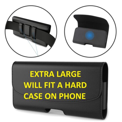 Étui de poche pour téléphone XL clip de ceinture horizontal en cuir pour téléphones Verizon - Photo 1 sur 12