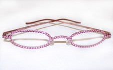 NEW OVAL SLIM READING GLASSES W/CASE PINK MADE WITH SWAROVSKI CRYSTAL