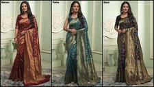 Classic Function New Indian Style Banarasi Soft Silk Saree,Wedding Sari KT-W