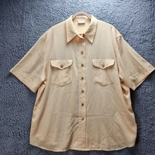 Vintage BASLER Womens Top Size XXL Yellow Collared Button-Up Pockets