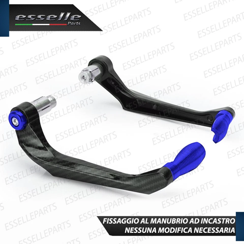 PARALEVE MOTO SCOOTER PROTEZIONE LEVE FRENO FRIZIONE CARBON LOOK BLU ALLUMINIO - Immagine 4 di 4