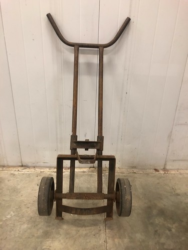 Vintage Welding Gas Oxy Acetylene Cylinder Drum Tank Holding Hand Truck Dolly