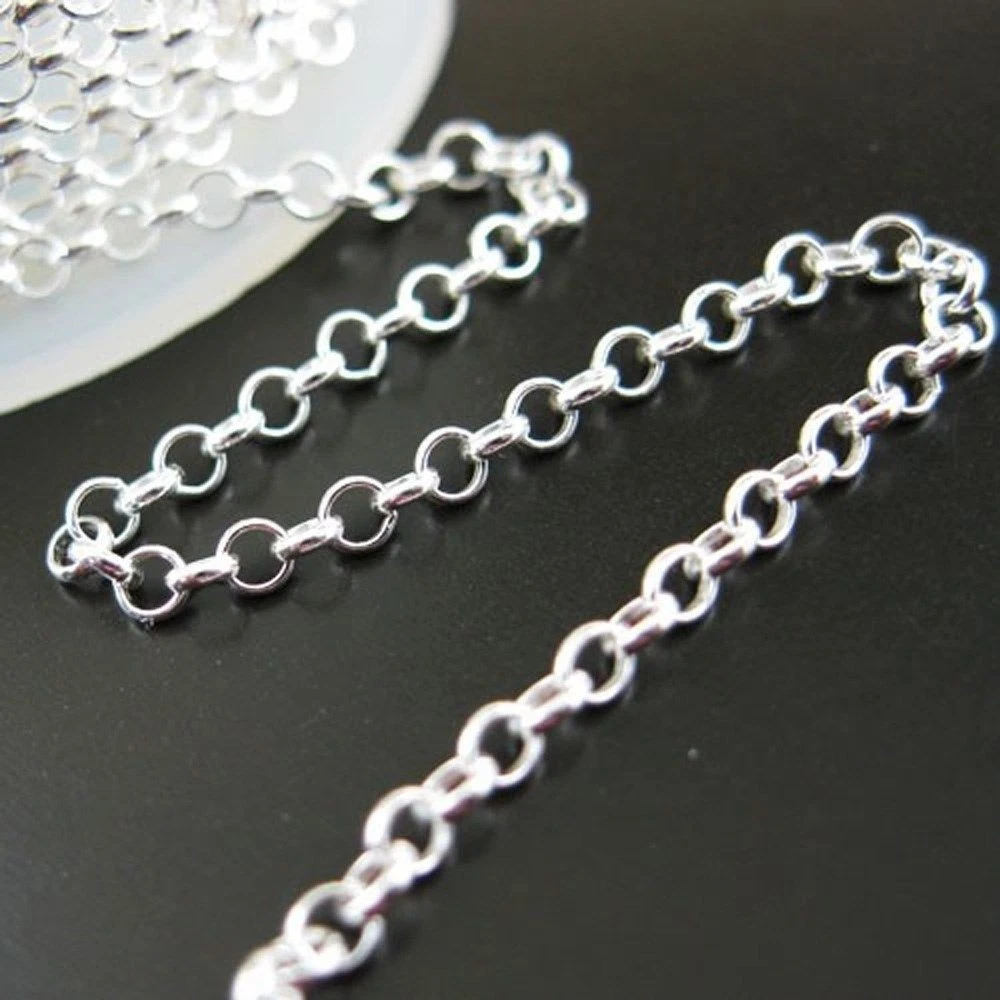 Sterling Silver Rolo Chain 2mm Bulk Lots By The Foot. 925 Made in