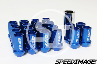 VOLK RACING RAYS STRAIGHT L42 LUG NUTS SET 14X1.5 1.5 M14 BLUE DURA LOCK ACORN