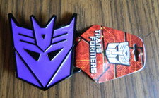 MWT- BioWorld Autobot Decepticon Transformers purple /black metal Belt Buckle