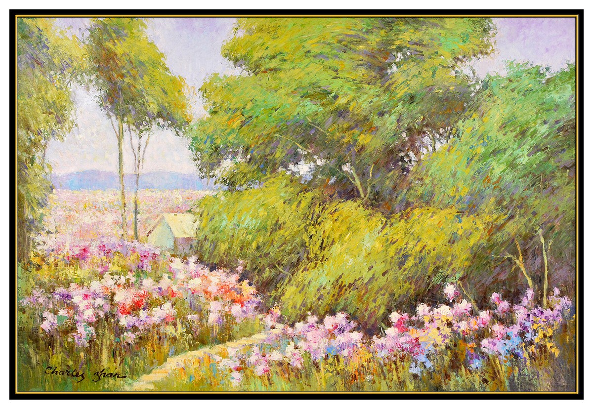 Charles Zhan Original Large Oil Painting On Canvas Signed Floral