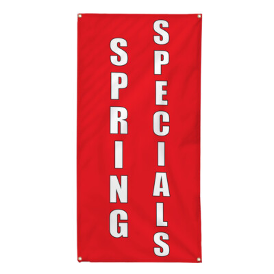 Vertical Vinyl Banner Multiple Sizes Spring Specials Red Home Remodeling Outdoor