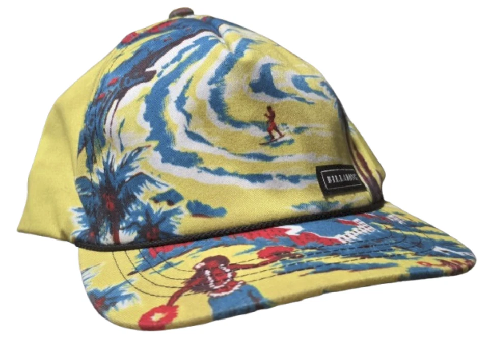 Billabong Cap Snap Back Womens Pink Green Yellow Swirl Hawaii Surf Hat! - Image 2 of 4