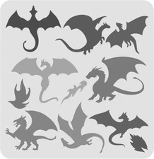 8"x8" Clear Plastic Stencil - Dragon (SC164)*****