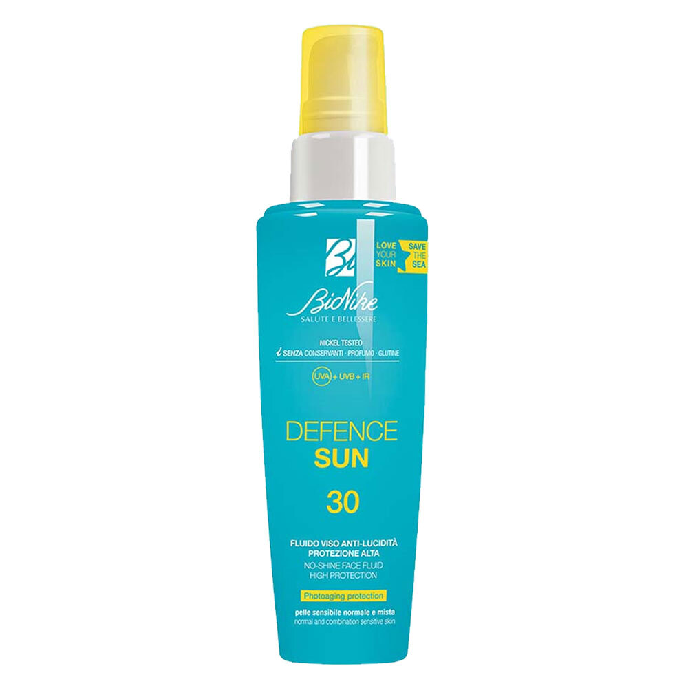 BioNike Defence Sun - Fluido Viso Anti-Lucidità SPF30 Pelle Normale Mista, 50ml