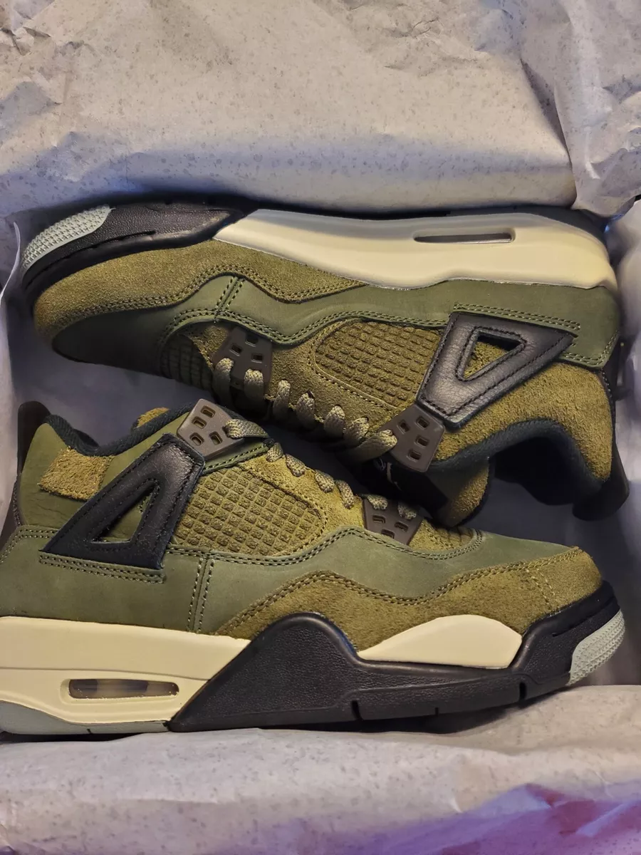 Air Jordan 4 Retro SE Craft GS Medium Olive/Pale Vanilla FB9928-200 Size 7Y