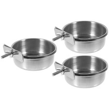 3PCS Bird Feeding Dish Bird Feeder Dish Cup Stainless Steel Coop Cup
