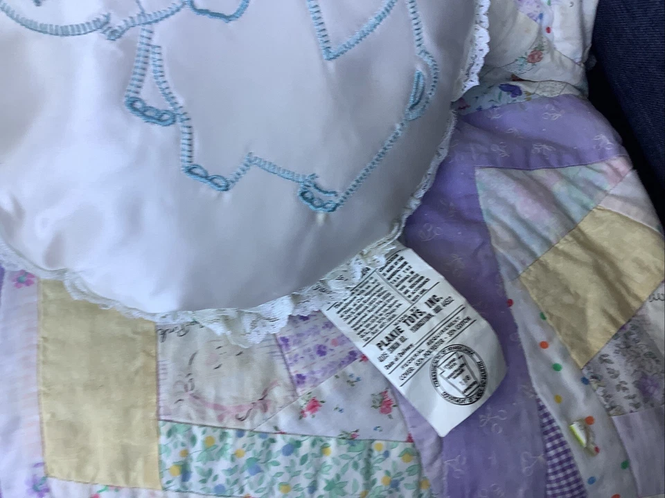 Plakie Toys Musical Vintage Elephant Pillow Blue And White Circular - Image 3 of 4