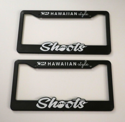 Local Motion Hawaii License Plate Frame Black Shoots Hawaiian Style Set of 2