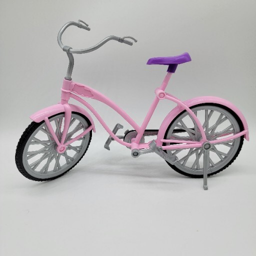 Barbie Pink Bicycle Purple Seat Kickstand Pedals Mattel Glam Toy 2015 Bike 