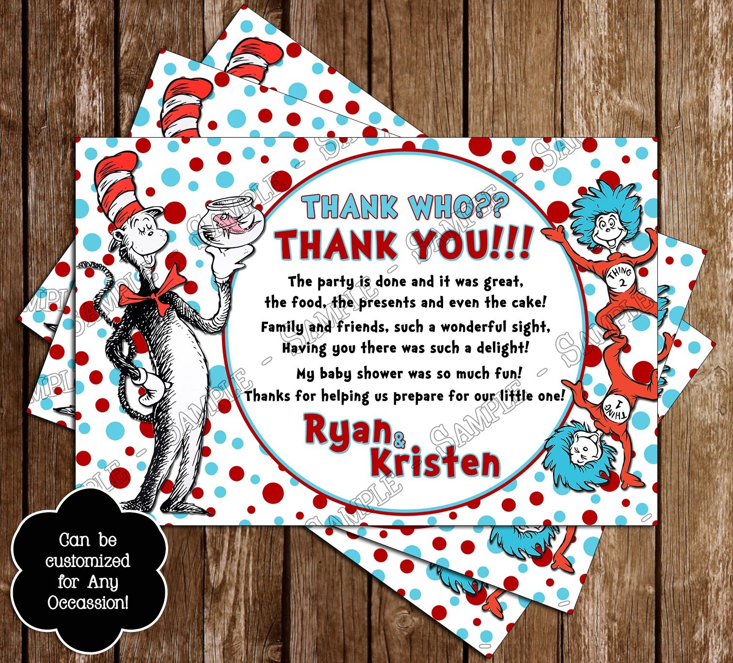 Dr Seuss Cat in the Hat Baby Shower Invitations 15 Printed W
