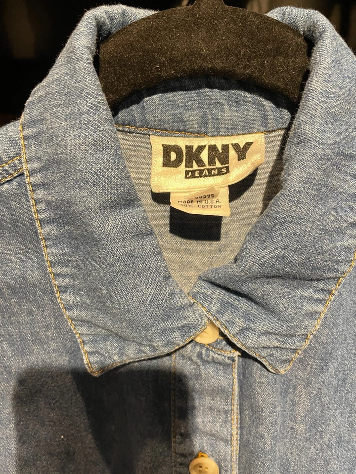 Vintage DKNY Jeans Talla 4 Manga Larga Mini Vestido Falda Envolvente Y2K Foto 4 de 4