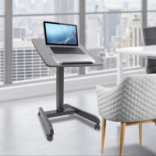 Laptop Rolling Desk Height / Angle Adjustable Freestanding Mobile Table Bed Side