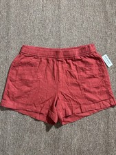 A42 NWT Old Navy Women's Small High-Rise Linen Shorts Fired Clay Red