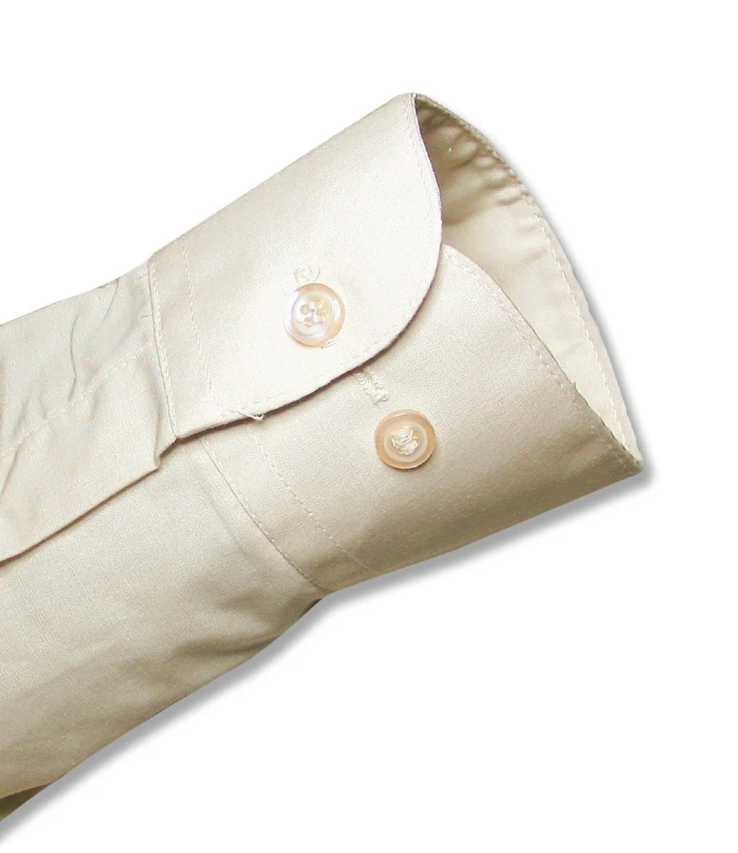 Camisa de vestir para hombre color beige liso marrón con puños convertibles talla 16 1/2 32/33 Foto 3 de 4