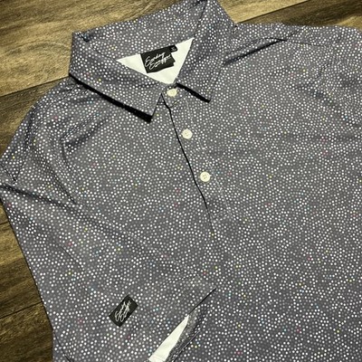 Sunday Swagger Golf Polo Shirt Mens XL Gray Confetti Polka Dot Performance