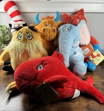 Kohl's Cares Dr. Seuss Lot Of 6 Character Plush Stuffed Animals 10-15” NWT