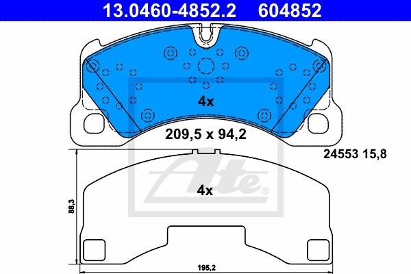 Fits ATE 13.0460-4852.2 Brake Pad Set, disc brake  ⭐UK Stock⭐