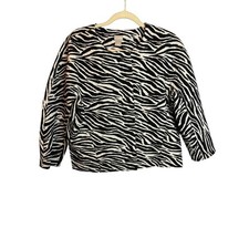 Chico's Jacket Women's Large Zebra Print Office Business Black White Chicos 2