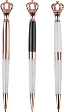 YOUMI Ballpoint pen, 3Pcs crown crystal metal 1 Count (Pack of 1), set 1 