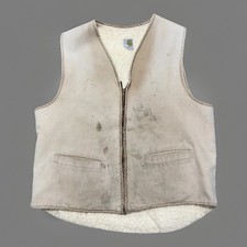 Vintage 60s Carhartt Vest Duck Canvas Workwear Sherpa lined 1960s Faded Thrashed