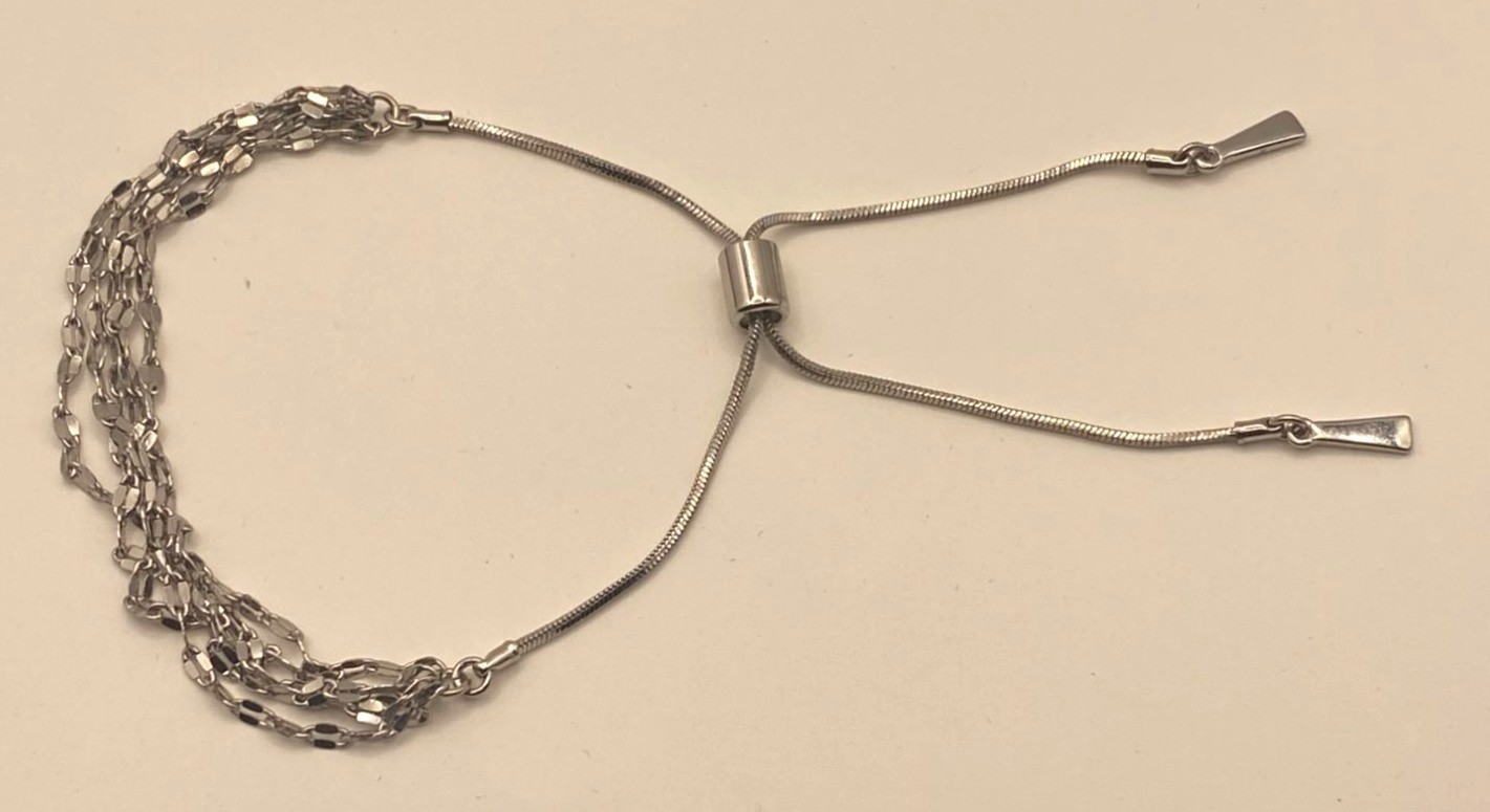 Silver Tone Adjustable Multi 5 Chain Bracelet Des… - image 1
