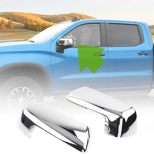 For 2019-2024 Chevy Silverado GMC Sierra 1500 2500 Half Mirror Covers Cap Chrome