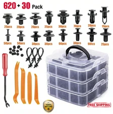 650PCS Car Retainer Fasteners Plastic Clips Push Trim Pin Rivet Bumper Kit - NEW