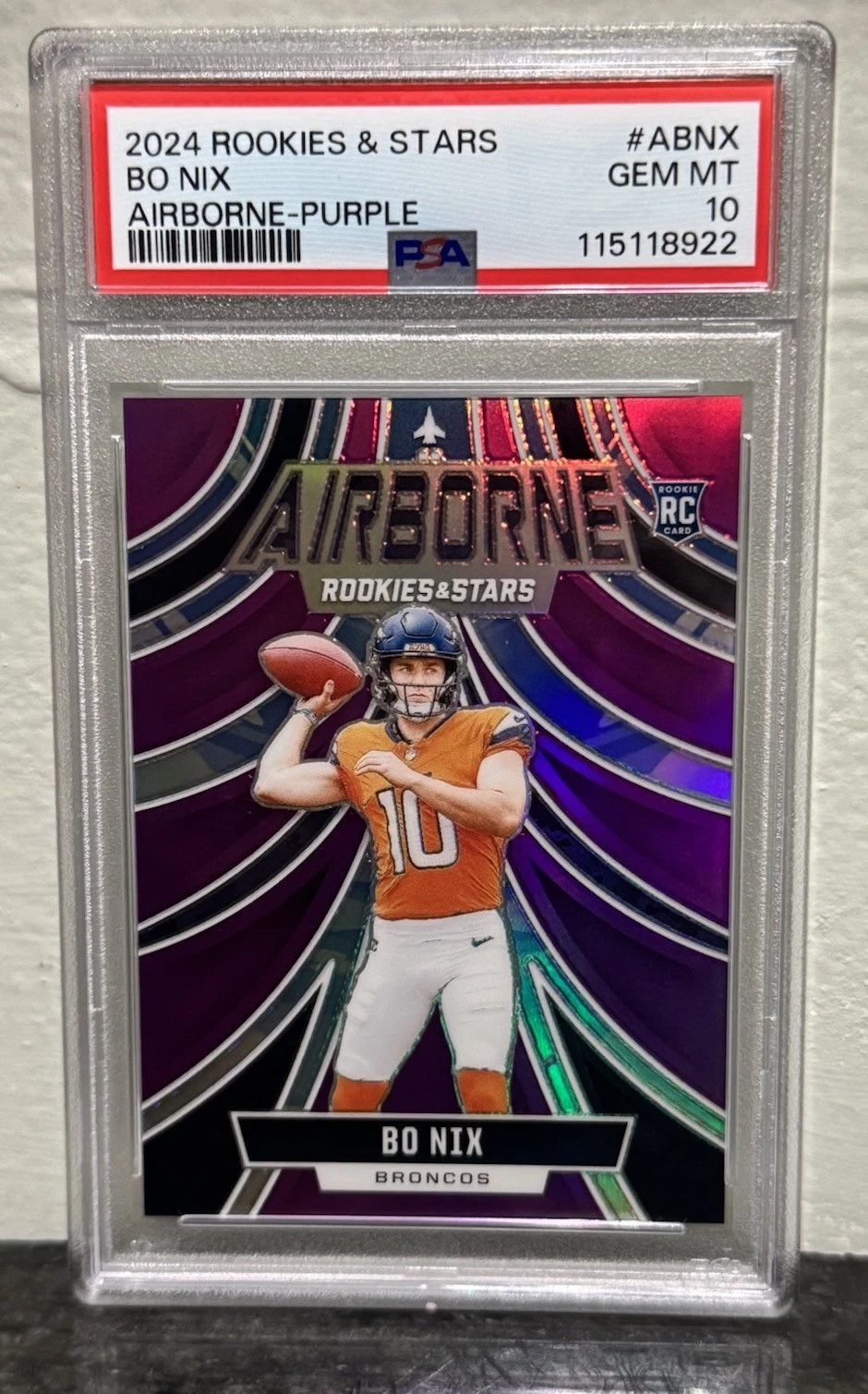 Bo Nix Panini Rookies & Stars Airborne #ABNX Purple