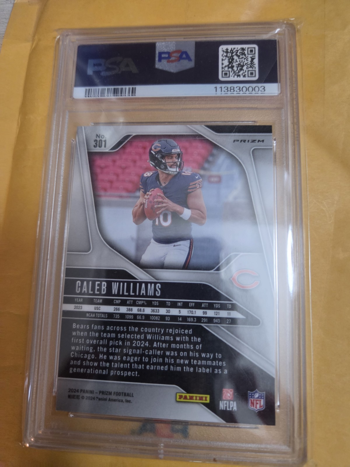 2024 Panini Prizm - Rookies Caleb Williams #301 Red White & Blue Prizm (RC) view 3