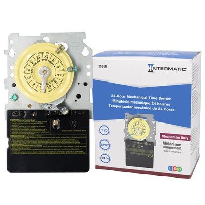 Intermatic T101M 24-Hour Mechanical Timer (Mechanism Only) - Pack of 1, Gray 