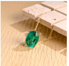 Natural Emerald Pendant May Birthstone 925 Sterling Siver Pendant Necklace