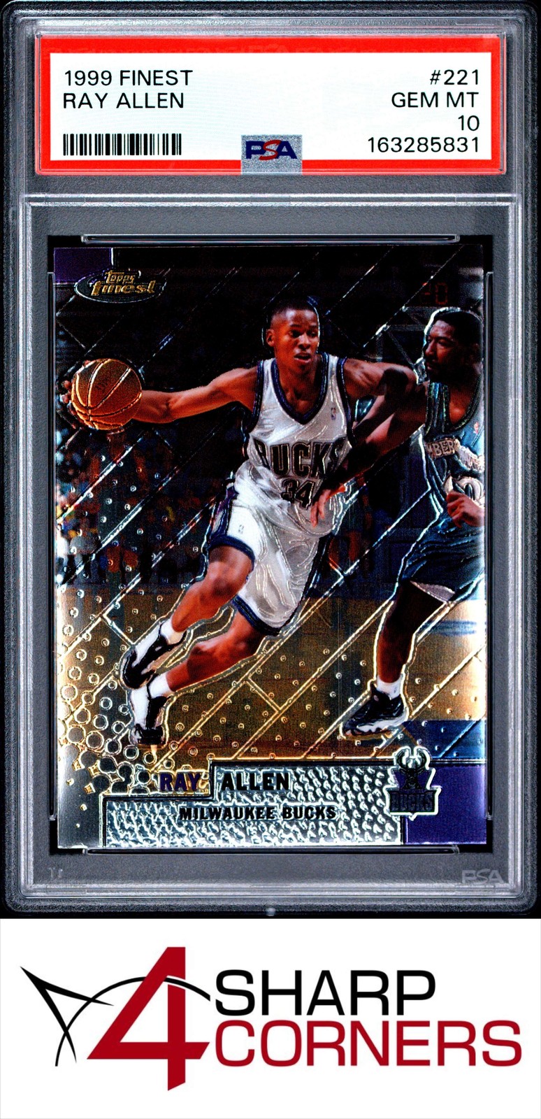 1999 FINEST #221 RAY ALLEN BUCKS HOF POP 2 PSA 10