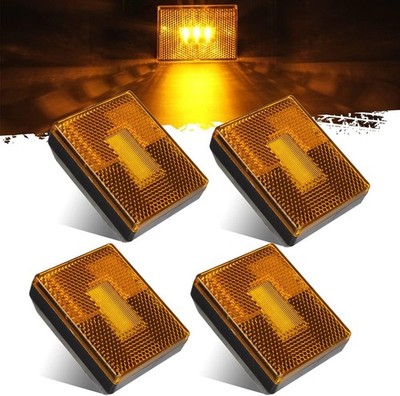 4pcs AMBER Square Clearance Side Marker Light Trailer RV w reflex Color: Amber