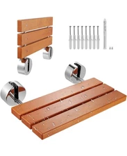 VEVOR Folding Teak Shower Seat 20.1in x 13.2in Unfolded Wall Mounted Fold Up