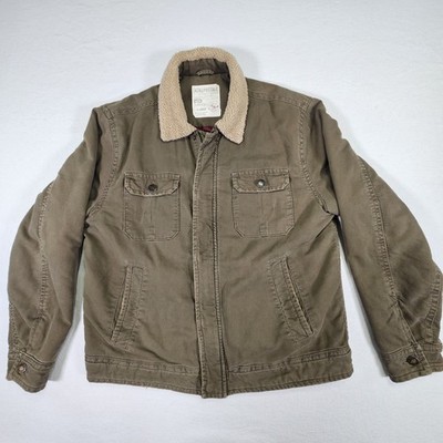 Aeropostale Vintage Olive Green Sherpa Collar Jacket Size XL